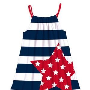 Sunshine Swing Navy Stripe Star Tank Dress Kids Size 10 red white blue patriot